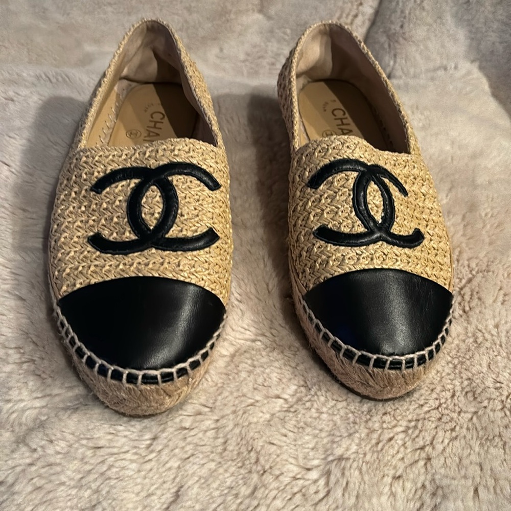 Chanel size 8 espadrilles. Original Dust bags included.